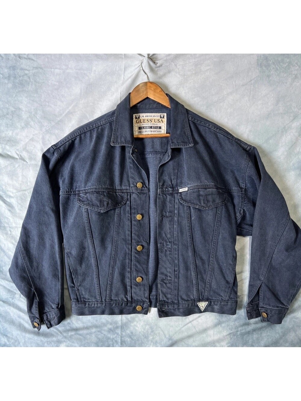 Vintage 80s Guess USA Georges Marciano Classic Dark Jean Jacket Mens Large M USA